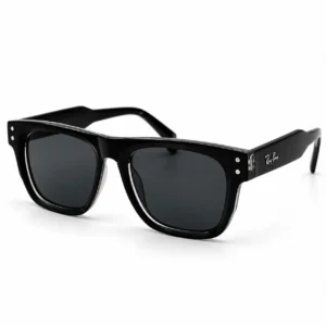 glossy black square plastic sunglasses frame with dark lenses for men and women.
