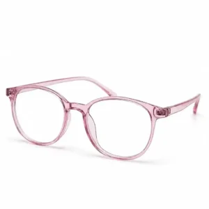 Dusty pink round full-rim frame with a smooth curved shape, a soft daily eyeglasses option for men & women.