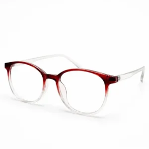 Deep maroon-to-clear gradient round full-rim frame with a rich fade finish, a daily eyeglasses option for men & women.