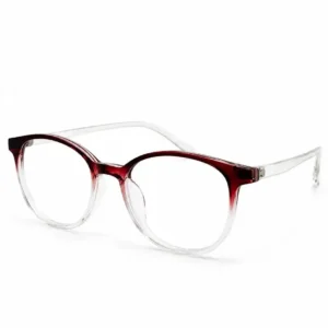 Wine-to-clear gradient round full-rim frame with a soft fade finish, a bold daily eyeglasses option for men & women.