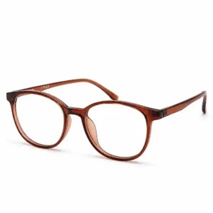 Translucent brown round full-rim frame with a glossy finish, a warm-toned daily eyeglasses option for men & women.