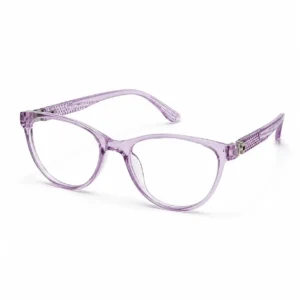 OP-0288 translucent lilac purple soft oval rectangular plastic eyeglasses frame with textured grid temples for kids, boys, and girls.