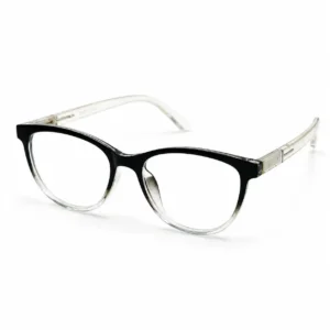 OP-0296 black to clear gradient soft oval rectangular plastic eyeglasses frame with transparent metal-core temples for Men.
