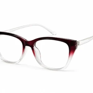 OP-0329 deep burgundy to clear gradient cat-eye plastic eyeglasses frame for men & women.