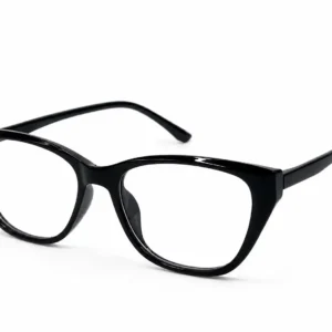 OP-0332 glossy black cat-eye plastic eyeglasses frame for men & women.