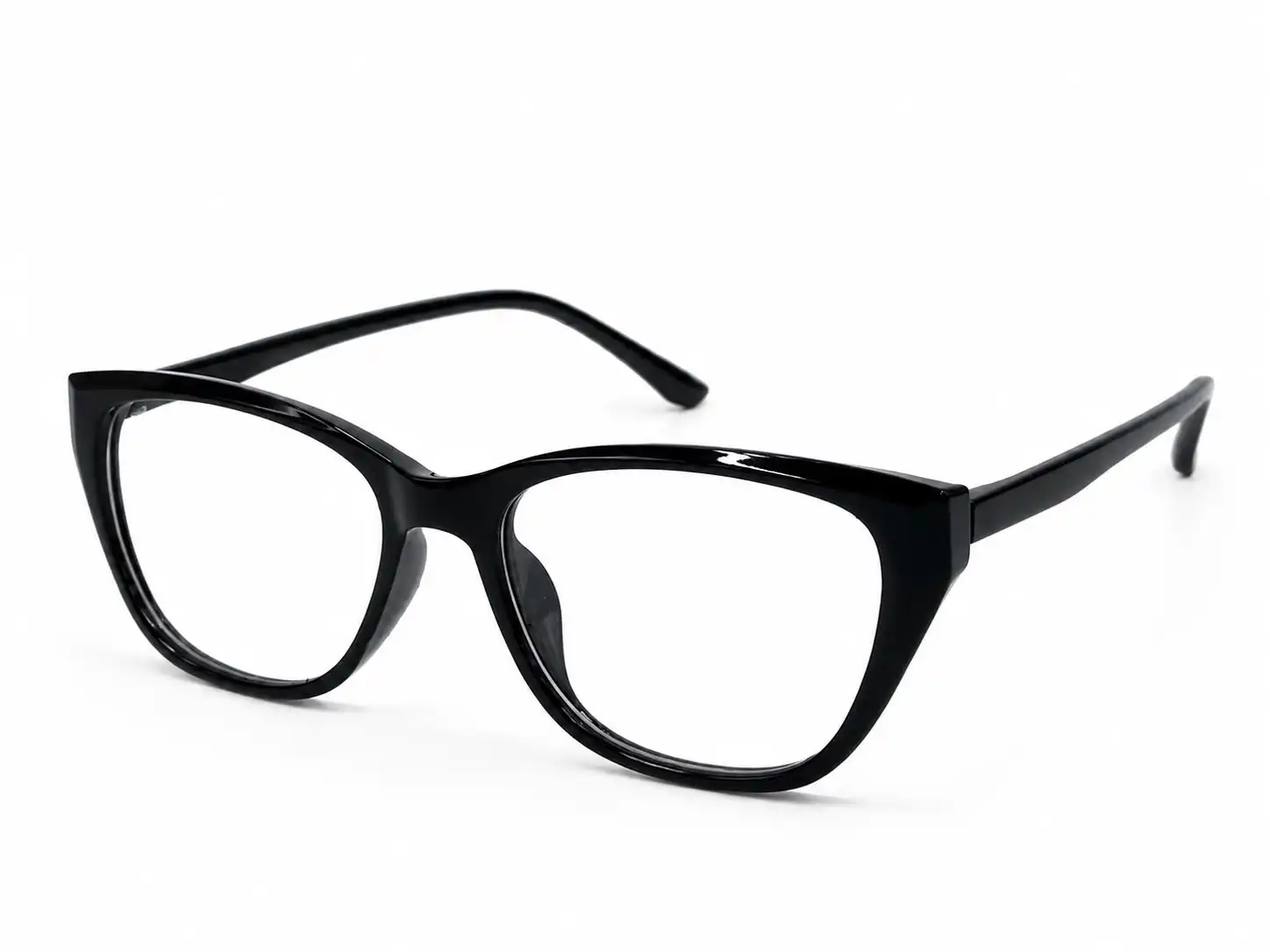 OP-0332 glossy black cat-eye plastic eyeglasses frame for men & women.