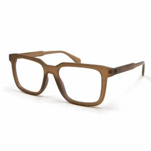 OP-0335 matte translucent brown rectangular plastic eyeglasses frame for men & women.