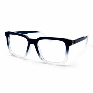 OP-0336 dark navy blue to clear gradient rectangular plastic eyeglasses frame for men & women.