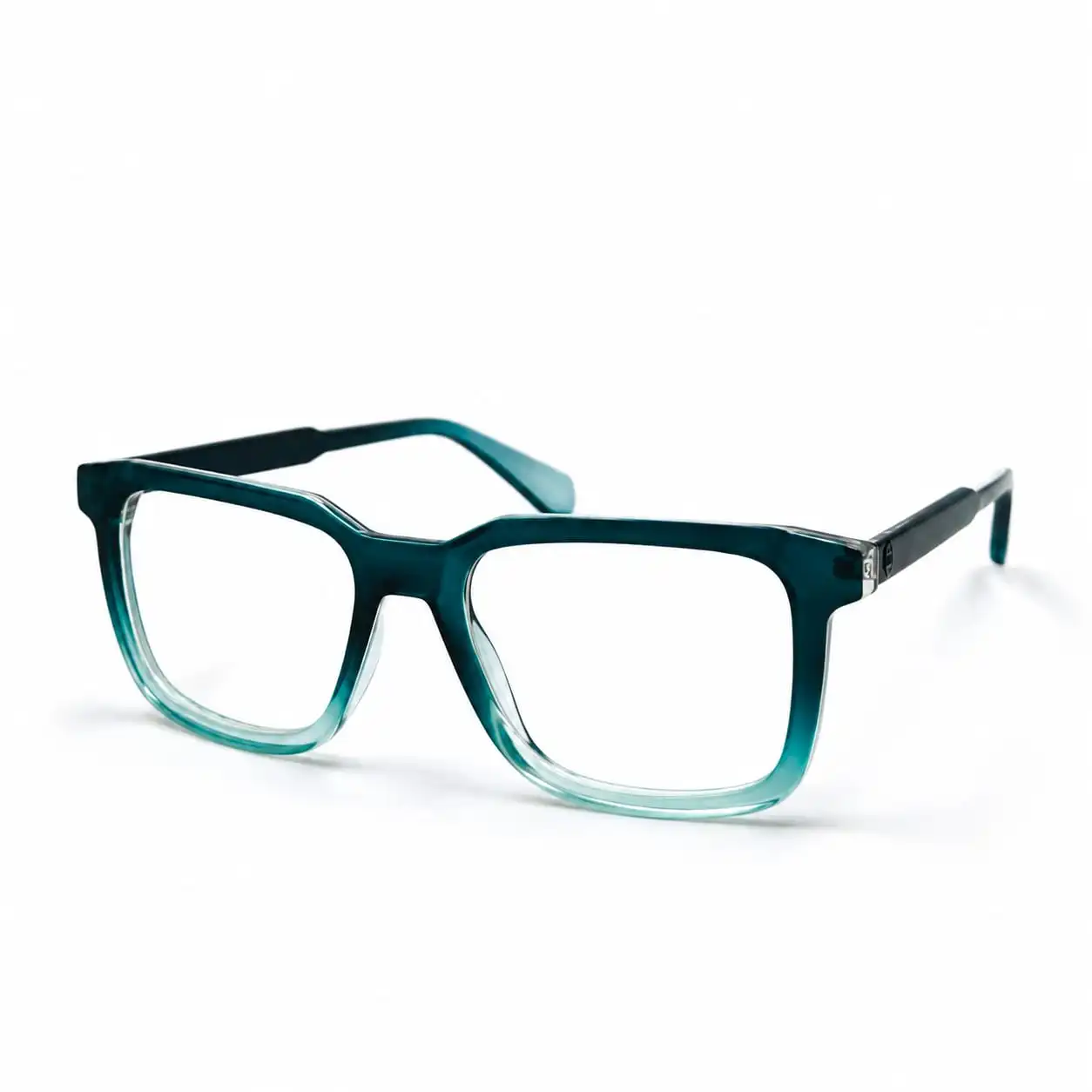 OP-0337 deep teal to light mint gradient rectangular plastic eyeglasses frame for men & women.