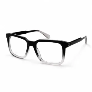 OP-0346 black to clear gradient square rectangular plastic eyeglasses frame for men & women.