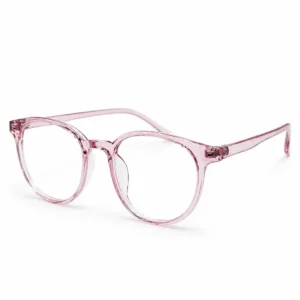 OP-0359 translucent clear pink round plastic eyeglasses frame for men & women.