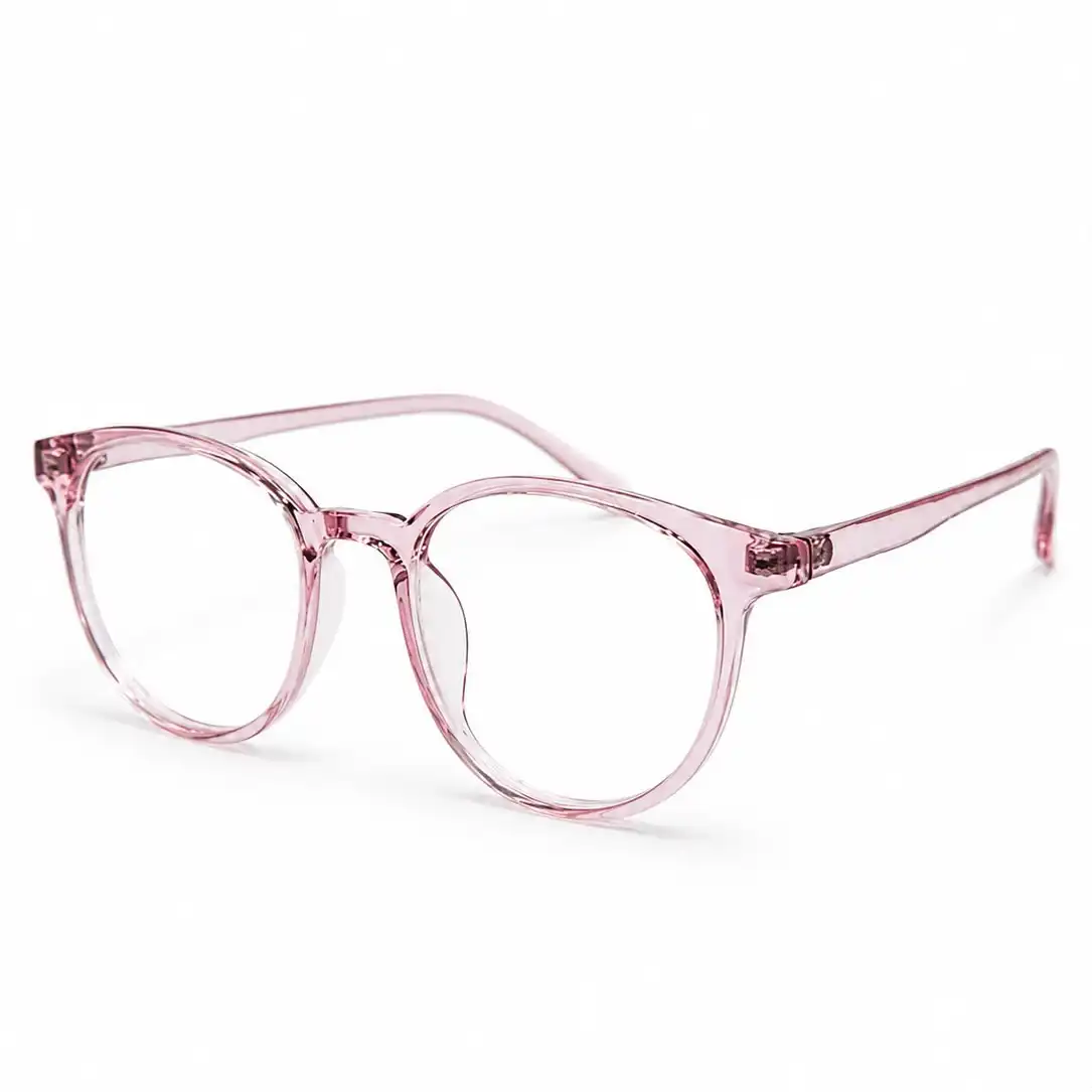 OP-0359 translucent clear pink round plastic eyeglasses frame for men & women.
