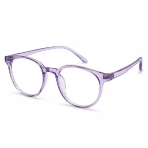 OP-0361 translucent clear purple round plastic eyeglasses frame for men & women.