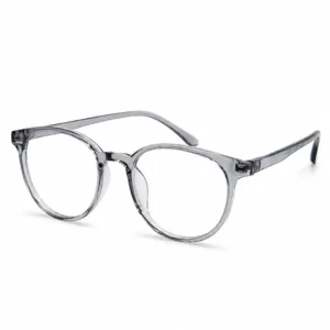 OP-0363 translucent crystal grey round plastic eyeglasses frame for men & women.