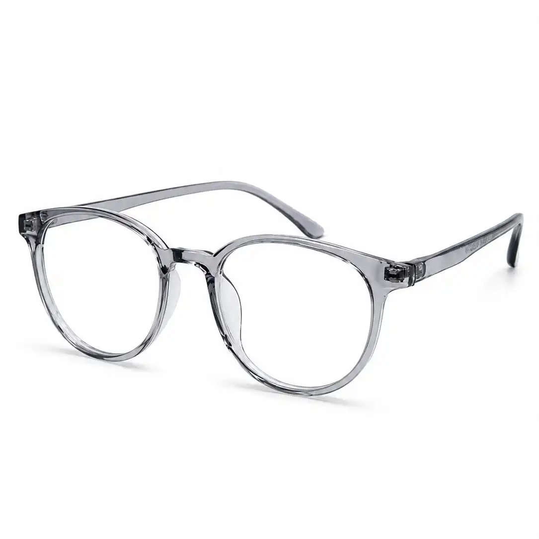 OP-0363 translucent crystal grey round plastic eyeglasses frame for men & women.