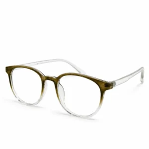 OP-0364 translucent olive green to clear gradient round eyeglasses frame for men & women.